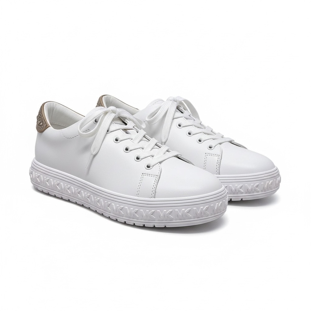 BRAND NEW! Michael Kors White and Gold Sneakers Contemporary Style